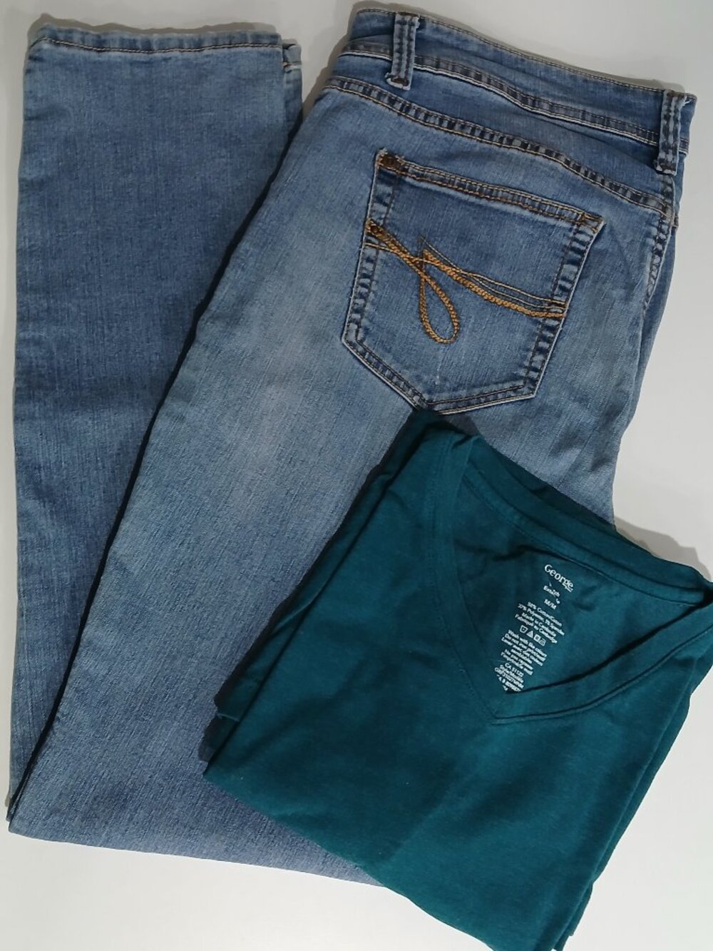 Jordache Faded Jeans 14 with George Tee Medium, Gently Used